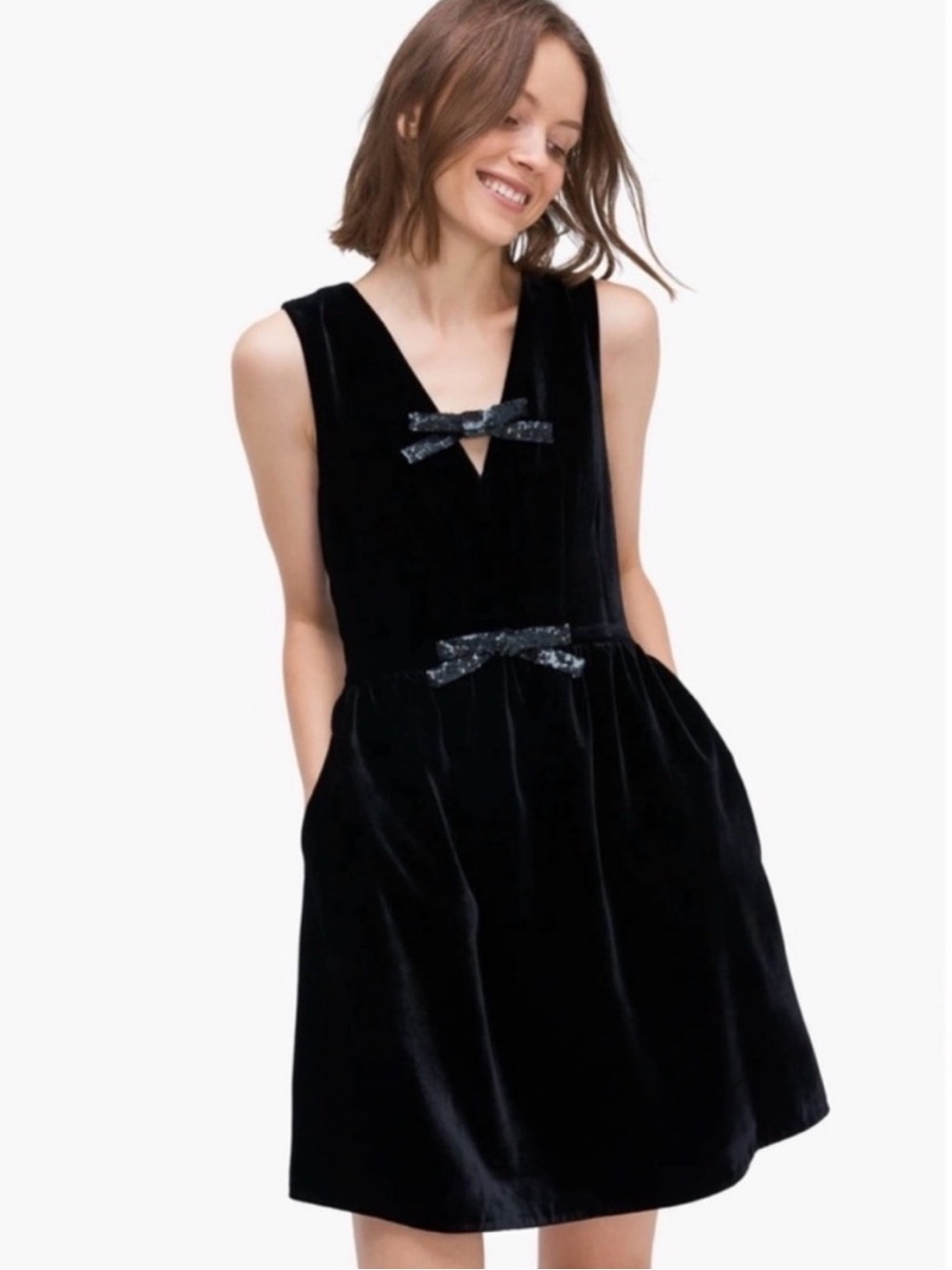 Kate Spade Sequin Bow Velvet Dress